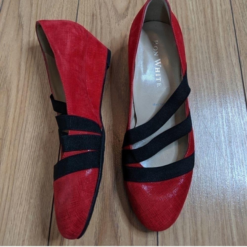 RON White - Adelle wedge red shoes
